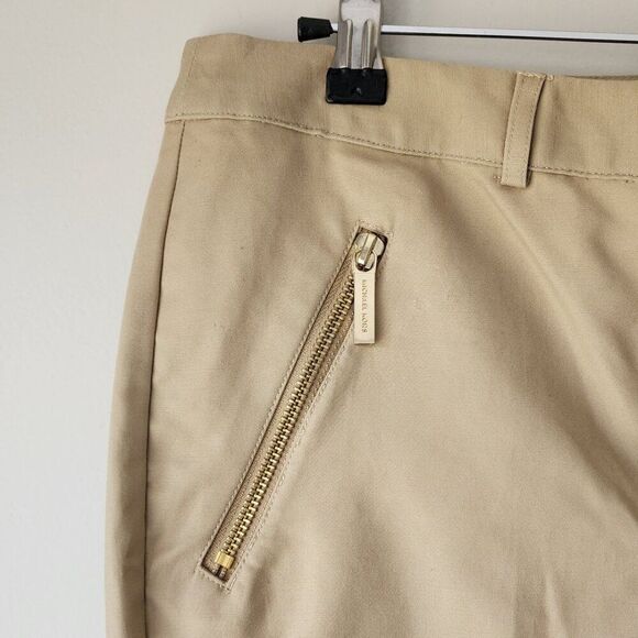 Michael Kors Ankle Length Pants | Women's 8 | Light Tan Zip Pockets Cotton Blend - Picture 2 of 7